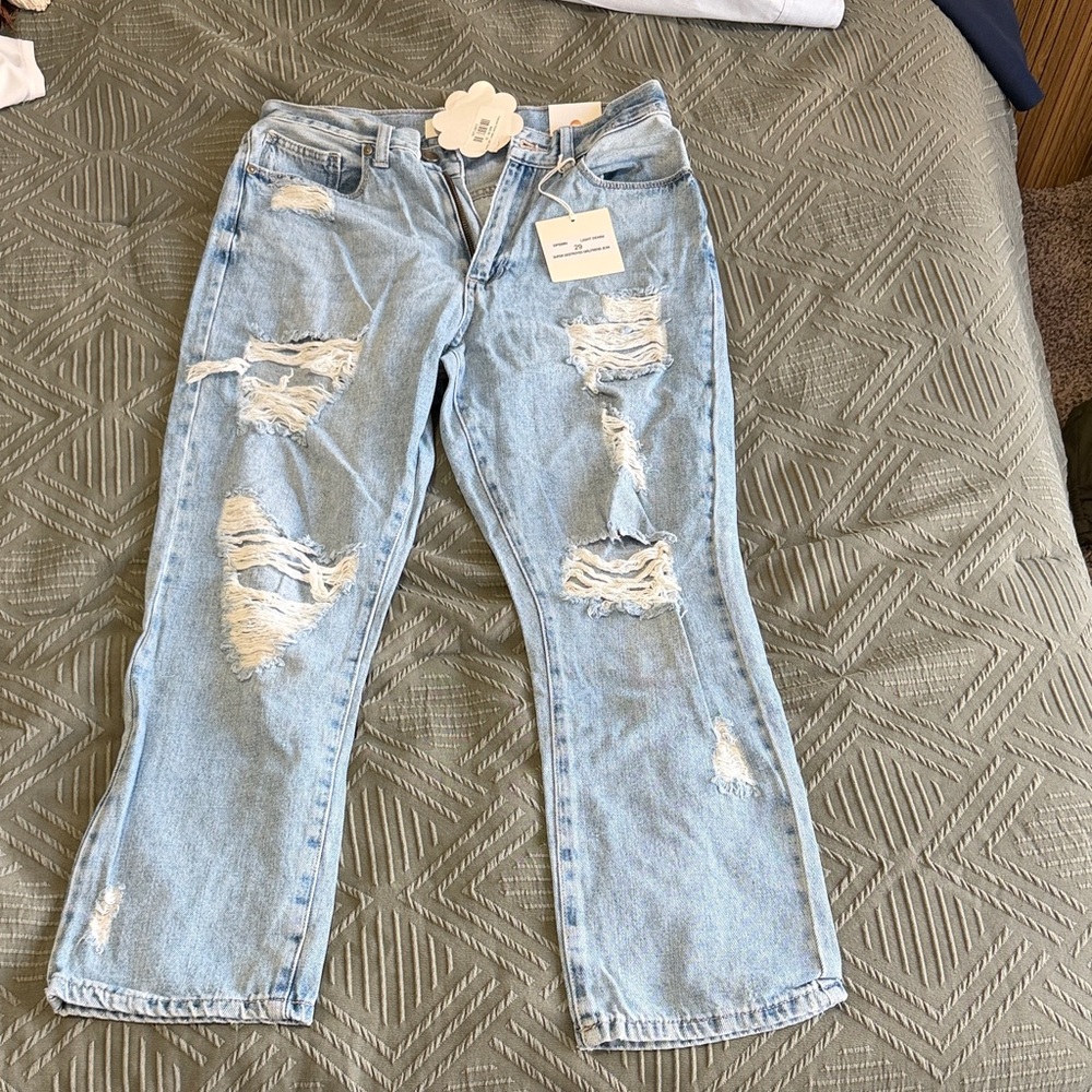 Just Black Women’s Ripped Light Blue Jeans